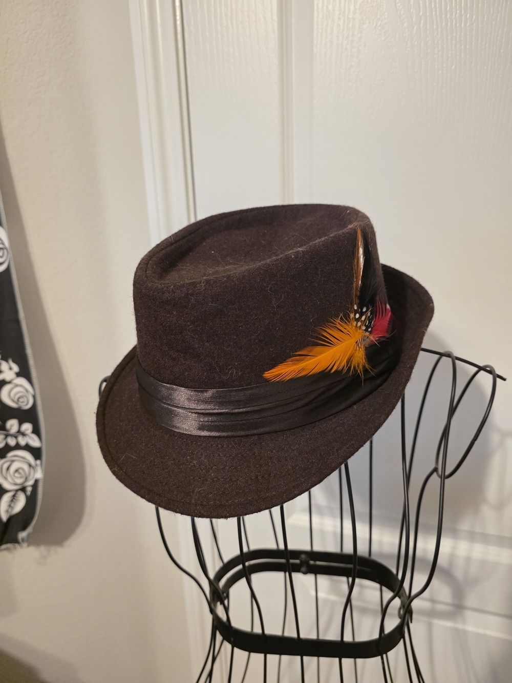 Classic Brown Fedora with Feather Accent